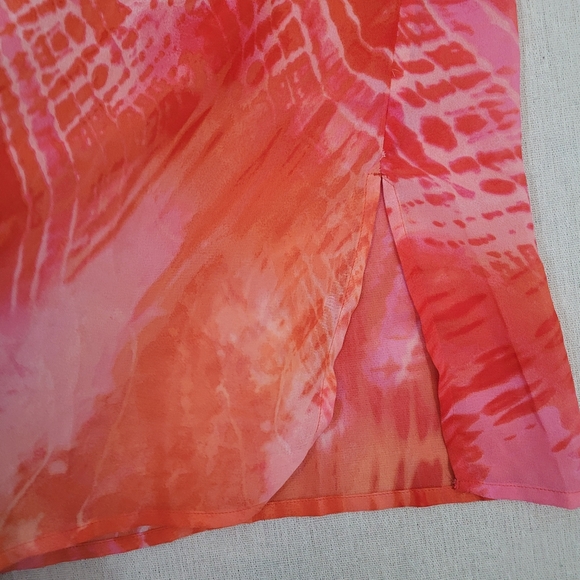 Chicos 1 Womens Size Medium Pink Beaded Tie Dye Tunic Lightweight Sheer Boho - Picture 6 of 15